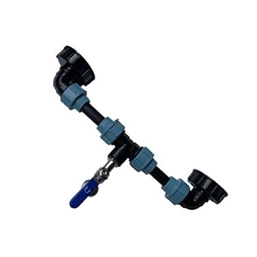Imagem de Adaptador de tanque IBC, rosca grossa, adaptador de drenagem, 1 tubo, 2 conectores curvos, conector de mangueira para água, óleo, combustível, jardim, quintal, torneira, fácil instalação, A