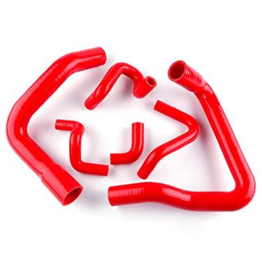 Imagem de XAJINGSU Kit de mangueira de radiador de silicone compatível com Ford Mustang 1986-1993 6 peças, 11 cores (vermelho)