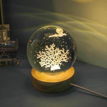 Imagem de Luminária de Mesa Bola de Cristal com LED - Luz Noturna para Quarto, Presente Decorativo 3D para Natal e Aniversário(2002-20)