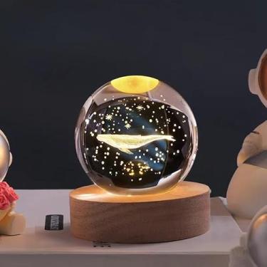 Imagem de Luminária de Mesa Bola de Cristal com LED - Luz Noturna para Quarto, Presente Decorativo 3D para Natal e Aniversário(2001-9)