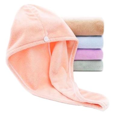 Imagem de Kit com 2 Toalha De Cabelo Para Banho Toca Turbante Em Microfibra Grande 65cm Toque Macio Alta Absorção