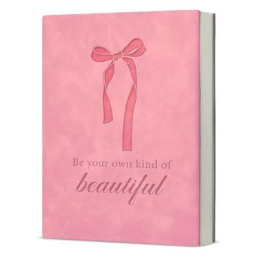Imagem de Caderno motivacional rosa Coquete Bow Journal Presentes inspiradores para mulheres, caderno motivacional feminino Be Your Own Kind of Beautiful Pink Journal Notebook