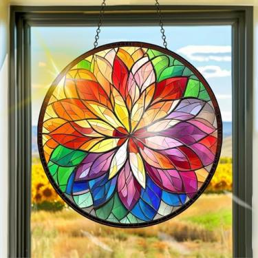 Imagem de Apanhador de sol de acrílico colorido, apanhadores de sol, decoração de janela com flores coloridas, arte de parede de criador de arco-íris, para quarto, varanda, interior e exterior, jardim, enfeites