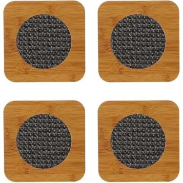 Imagem de Kit 4 Peças Descanso de Panela em Bambu com Proteção Térmica Design Moderno Protege a Mesa de Panela e Travessa Quente Descanso de Bule de Chá e Chaleira 16,5 cm
