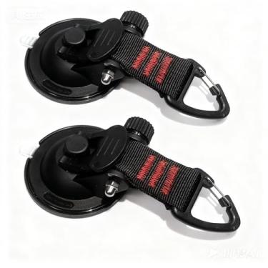 Imagem de NOTLZPLS Ganchos para ventosas, 2 peças resistentes com ganchos rotativos, acessórios de trailer com ventosa de amarrar com silicone viscoso, forte potência para carro, barco, toldo e acampamento