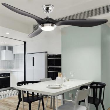Imagem de Ventilador de teto LED contemporâneo com lâmpada, controle remoto, design moderno e elegante, ideal para sala de estar, restaurante, quarto, escritório e quarto infantil (Estilo 3, 1 unidade