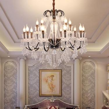Imagem de Lustre contemporâneo de luxo em cristal preto, estilo europeu, com iluminação LED, ideal para sala de estar, restaurante, quarto, villa, hotel, duplex, escada, loja de roupas, salão de belez
