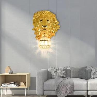 Imagem de Luminária de parede Leão de Arte Contemporânea Personalizada e Criativa para Sala de Estar, Quarto, Escritório, Casa de Campo, Quarto Infantil, Corredor de Hotel, Luz LED (Estilo 13)