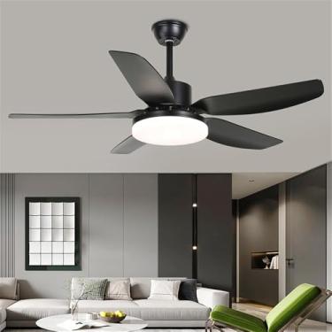 Imagem de Ventilador de teto moderno nórdico com controle remoto, luminária elétrica de luxo para sala de estar, restaurante, quarto, escritório, hotel e villa, com LED (Estilo 44, 1 unidade)