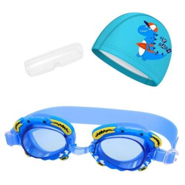 Imagem de Kit touca e óculos de natação infantil piscina com desenhos divertidos