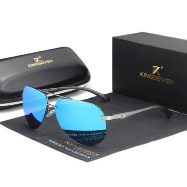 Imagem de Óculos De Sol Masculino Kingseven Aviador Polarizado Luxuoso, Azul