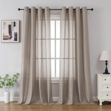 Imagem de Ravorrato Conjunto de 2 painéis de cortinas com filtro de luz 2 painéis para sala de estar, cortinas de janela não transparentes, boho, privacidade, serapilheira grossa, texturizada, ilhós, cortinas