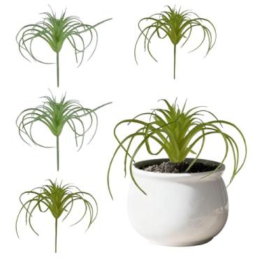 Imagem de VIOCIWUO Plantas suculentas artificiais, 4 peças, suculentas falsas sem vaso, pequena Tillandsia, suculenta falsa para artesanato, plantas aéreas realistas, decoração floral para festa em estufa
