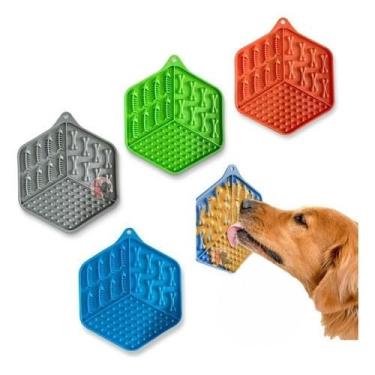 Imagem de Comedouro Lento, Comedouro Ventosa Tapete de Lamber para Cães E Gatos Pet Pequenos Comedor Interativo Cachorros(Azul)