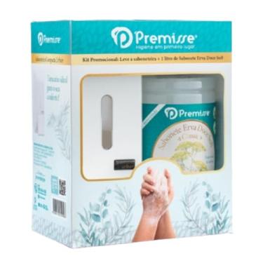 Imagem de Premisse Kit Saboneteira Com Dispenser 400ml + Refil Sabonete Perfume Suave Líquido 1L Branco ou Marrom Para Banheiro Escritório Consultório (1, Erva Doce)