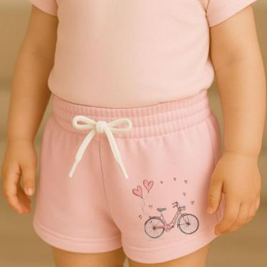 Imagem de Short Moletinho Infantil Estampado Feminino Bicicletinha Corações Conf