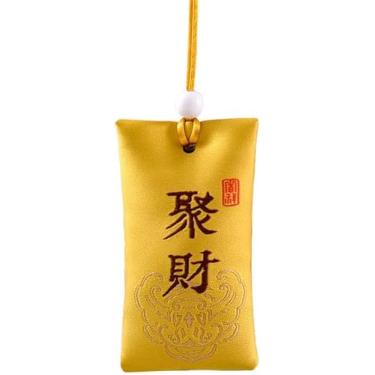 Imagem de Bolsa de Oração Espiritual Amarela, Bolsa de Sal Portátil para Dinheiro, Sachê Talismã Sal Espiritual Chinês Clássico, Boa Sorte, Bolsa de Mão e Bolsas de Ombro, Amarelo