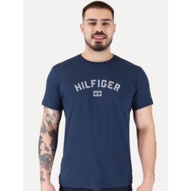 Imagem de Camiseta Tommy Hilfiger Outline Arc Script Azul Marinho-Masculino