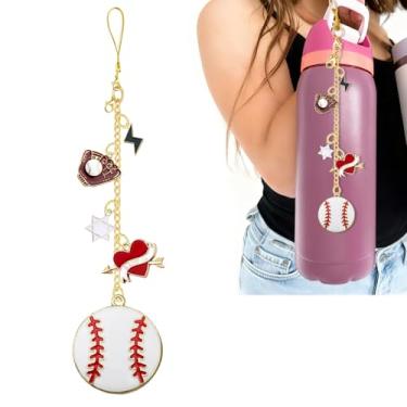 Imagem de Berloque de softbol compatível com garrafa de água Owala 680 g, 947 g, 1,134 g, copo de café, FreeSip, acessórios de softball Owala e acessórios para copos Stanley, presentes de softball para mulheres