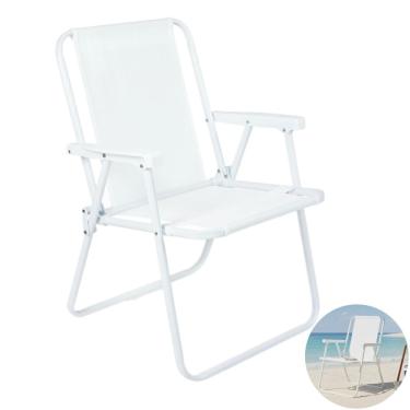 Imagem de Cadeira de Praia Alta Piscina Jardim Aço Branca 110Kg - 2058 Mor