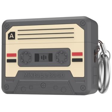 Imagem de TRONWIN Capa para AirPods Pro 3 – Capa com design retrô mixtape 2025 para Apple AirPods Pro 3ª geração, linda capa de silicone Air pods pro 3 para homens/mulheres (cinza escuro)