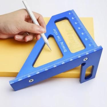 Imagem de Régua de medição multiângulo 3D, quadrado de liga de alumínio de 45/90 graus, transferidor de triângulo de esquadria de precisão e ferramenta de medidor de layout para carpintaria, marcenaria