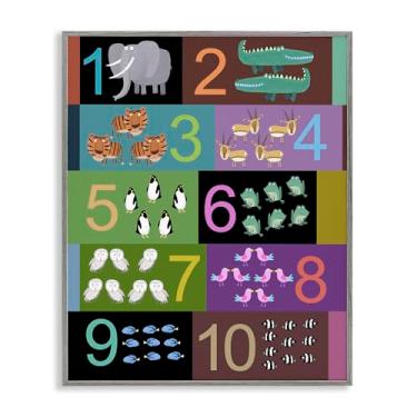Imagem de Stupell Industries Blocked Kid's Educational Counting Gray Framed Giclee Art, design por Carla Daly, 76 x 61 cm