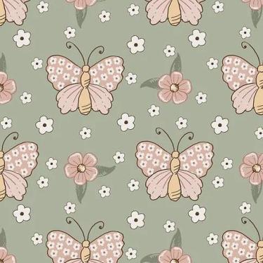 Imagem de Tecido Tricoline Borboletas Rosê e Nude - Fuxicos e Fricotes - 50 x 15