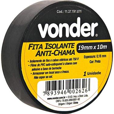 Imagem de Vonder Plus, Fita Isolante, 19,0 mm x 10 m, preta.