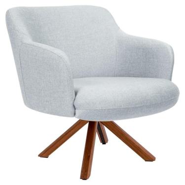 Imagem de Poltrona Giratória Base Madeira Jade C-315 Linho Cinza