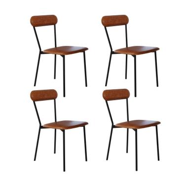 Imagem de Cadeira Vintage Emília Fixa C-4 Pes 450 X 505 X 810 Mm C-4 Un.cn.caramelo Courino Caramelo