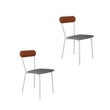 Imagem de Cadeira Vintage Emília Fixa C-4 Pes 450 X 505 X 810 Mm C-2 Un. Pés Brancos. Cy.nev.pta-cn.cml Névoa Pta-cn.caramelo