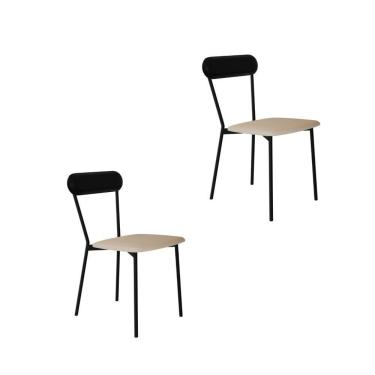 Imagem de Cadeira Vintage Emília Fixa C-4 Pes 450 X 505 X 810 Mm C-2 Un.cy.areia Lgt-cn.pto Areia Lgt-courino Preto