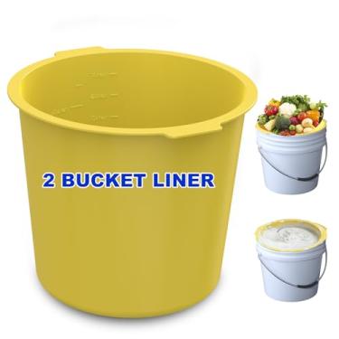 Imagem de Dxmnoly Forro de balde de silicone de 2 galões - Forro de mistura reutilizável para concreto, argamassa, argamassa, tinta, antiaderente de grau alimentício, fácil de limpar e durável (amarelo, 2