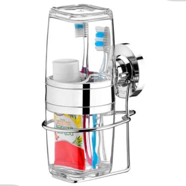 Imagem de Porta Escova, Suporte Porta Escova de Dente Creme Dental Banheiro Fixação Ventosa sem Furos