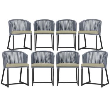 Imagem de 8 Cadeiras De Jantar área Noronha Preta E7 Trama Original Prata