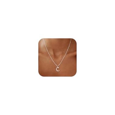 Imagem de GRCLD Colares com inicial para mulheres – Colar com letra banhada a ouro 14 K, corrente personalizada, elegante, elegante, não mancha, colar único com pingente fofo, joia de presente para mulheres