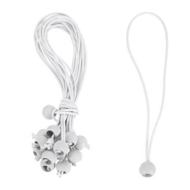 Imagem de PATIKIL Cordão elástico de 25,4 cm, 30 peças de cordas elásticas com esferas, lona de dossel de amarrar, cordão elástico para acampamento ao ar livre, postes de barraca de abrigo de carga, branco