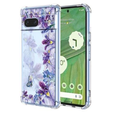 Imagem de WEIOUHR Capa para Pixel 7 Google 7 transparente macio TPU íris design de impressão, resistente a choques e arranhões, capa protetora leve, para Google Pixel 7 (Iris Purple)