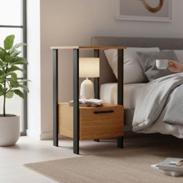 Imagem de Mesa Auxiliar Escritório/Mesa Cabeceira 100% MDF 1 Gaveta 40cm Industr