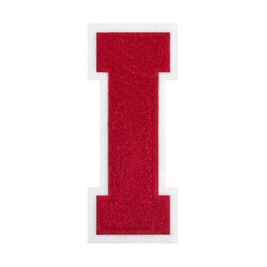 Imagem de 1 peça de patch vermelho de 11,4 cm de ferro em chenille com borda branca – Remendos do alfabeto para roupas, jaquetas, mochilas, chapéus para decoração personalizada, nome personalizado e artesanato