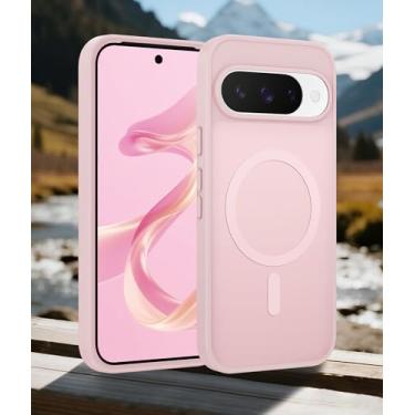 Imagem de Capa para Google Pixel 10/Pixel 10 Pro/Pixel 9/Pixel 9 Pro: Capa protetora magnética fosca à prova de choque resistente e translúcida - Capa protetora resistente à queda de grau militar (Rosa/6,3