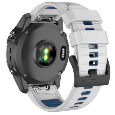 Imagem de Velocarer Pulseira de relógio de 26 mm para Garmin Fenix 8 de 51 mm/Fenix 7X/Fenix 6X/Fenix 5X, QuickFit Sport Substituição para Tactix 7 Pro/Descent Mk2i/Enduro 3/Enduro 2/D 2 Mach 1 Pro, branca e
