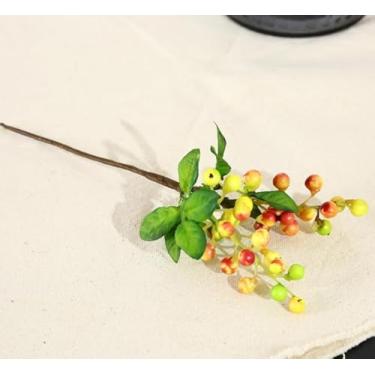 Imagem de Tiosen Hastes artificiais de mirtilo com frutas vermelhas, decoração de frutas azuis de Natal, arranjo floral DIY, flores de plantas artificiais (multicoloridas)