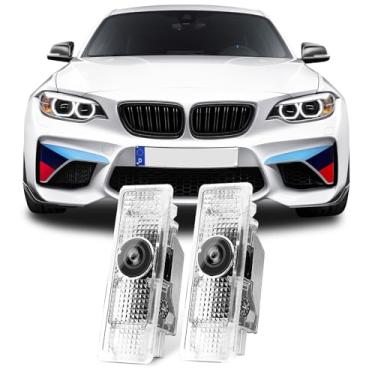 Imagem de Projetor com logotipo de luz de porta HD Never Fade compatível com acessórios da série 1/2/3/4/5/6/7/M/X/Z/GT, 2 peças 3D LED Ghost Shadow Laser Car Courtesy Step Puddle Light (MPerformanceLogo)