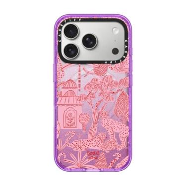 Imagem de CASETiFY Capa Impact para iPhone 17 Pro [fina/compatível com Magsafe/2,5 m. Proteção contra quedas de grau militar 4X] - Cheetah Paradise Pink - Glitter Purple