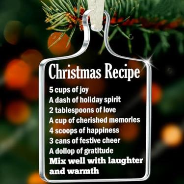 Imagem de Enfeite de receita de Natal – Decoração engraçada de árvore de Natal, ideia de troca de presente secreto de Papai Noel, decoração de Natal exclusiva inspirada na cozinha, ornamento festivo para amigos