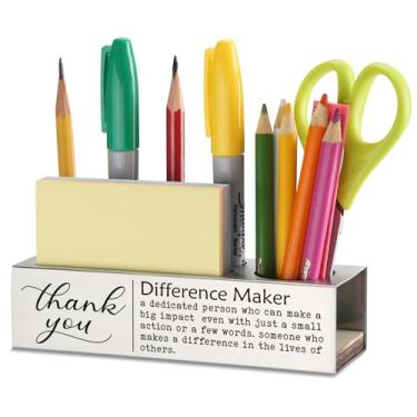 Imagem de PQUCXZ Presente Thank You Desk Difference Maker para membros da equipe líder mentor, dia dos chefes positivos deixando despedida novo presente de promoção de emprego, organizador de lápis de