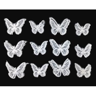 Imagem de 12 peças de presilhas de cabelo de bordado artesanal de organza borboleta presilhas de cabelo de jacaré de metal com pino Bobby, prendedores de cabeça para noiva (branca)