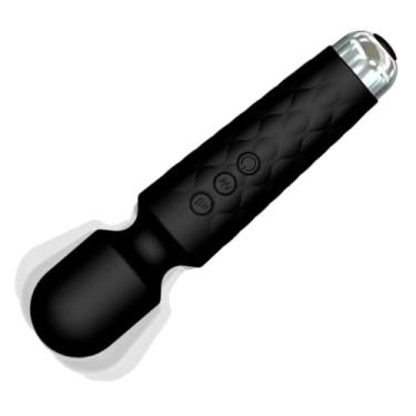 Imagem de Massageador Vibrador Varinha Mágica Corporal Portátil 28 Modos de Vibração e 8 Intensidades, Cabeça Flexível 360° e Recarregável USB, 3 cores disponíveis (Preto)